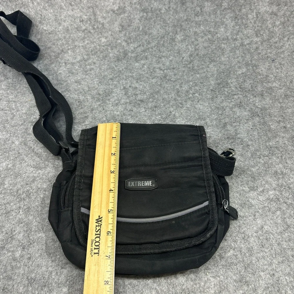 Extreme Unisex Small Crossbody Messenger Bag OS Black Nylon Multi Pocket Utility
